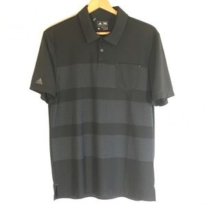 🏌🏽‍♂️Adidas Black/Grey Striped Polo Medium
